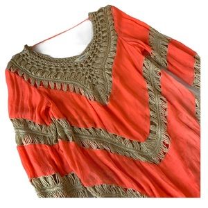 Umgee Coral Crochet Women's Boho Top Size Small S